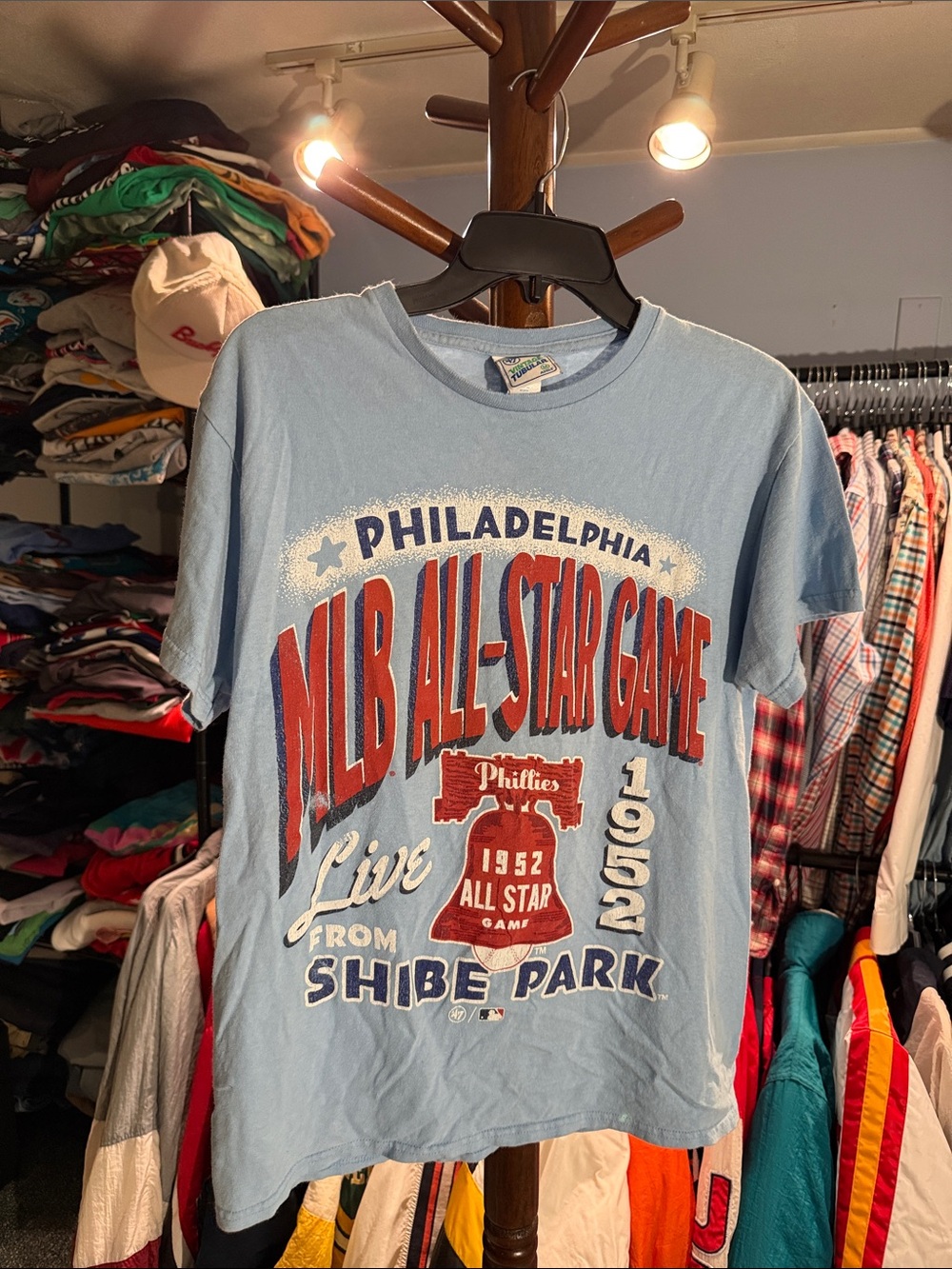 47 Light Blue Philadelphia MLB All-Star Game Tee with Red & Navy Graphics